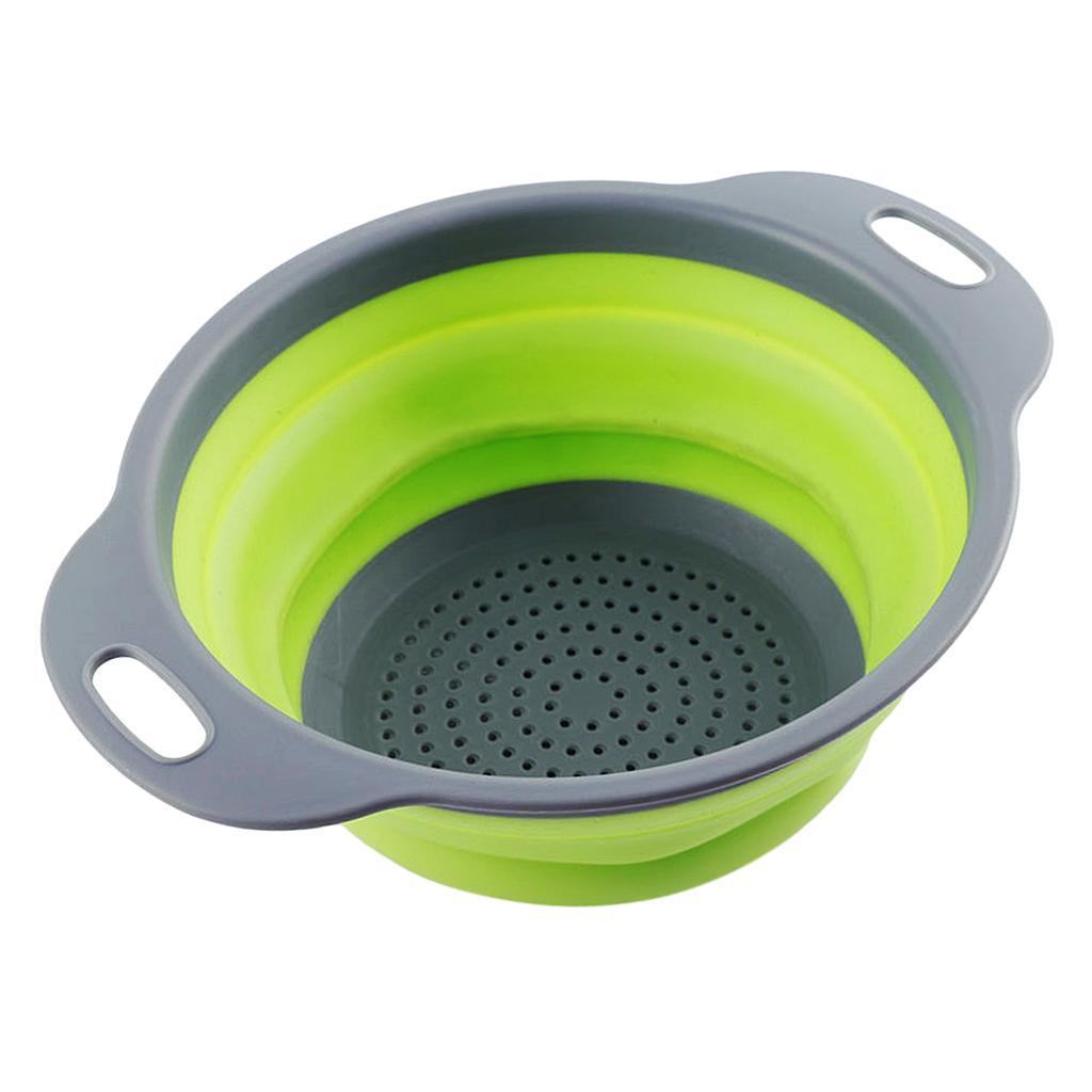 Maxbell Collapsible Colander Strainer Kitchen Fruit Filter Basket Round Green L - Aladdin Shoppers