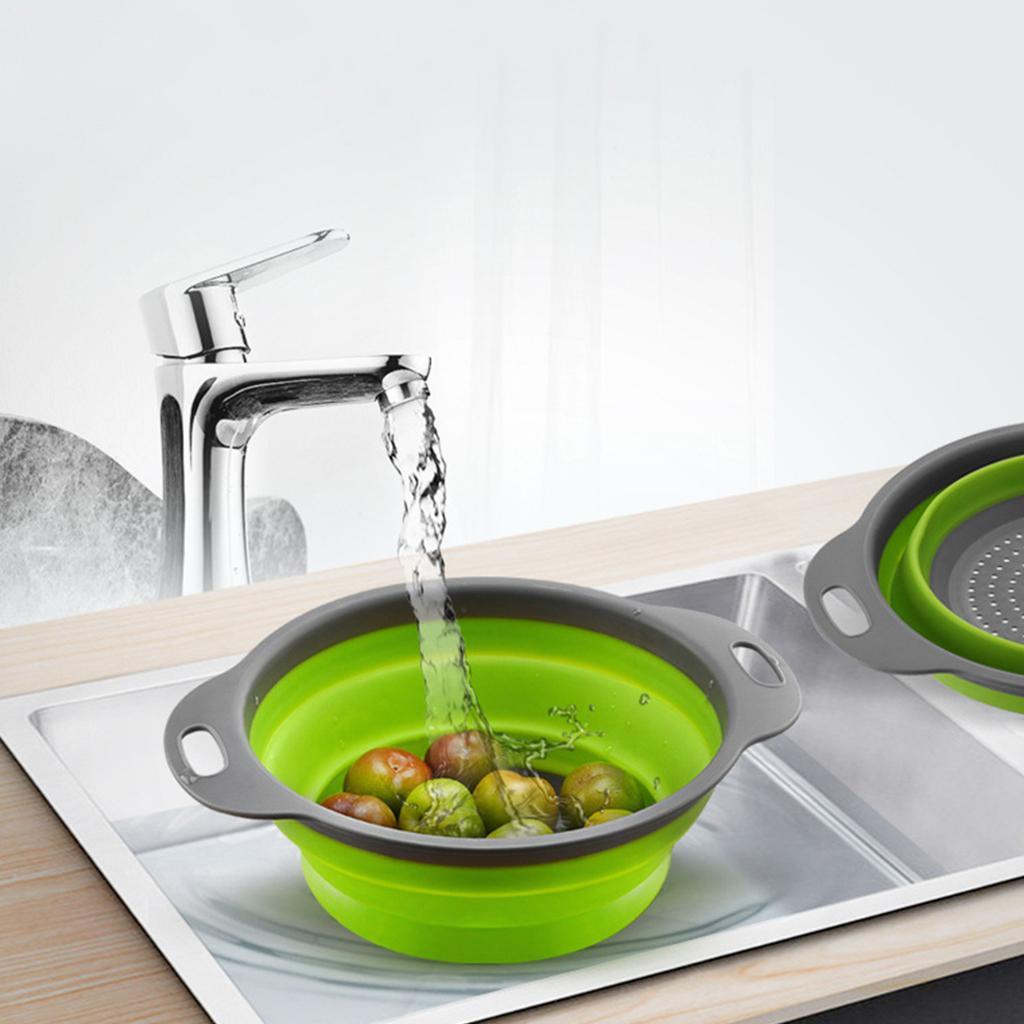 Maxbell Collapsible Colander Strainer Kitchen Fruit Filter Basket Round Green L - Aladdin Shoppers