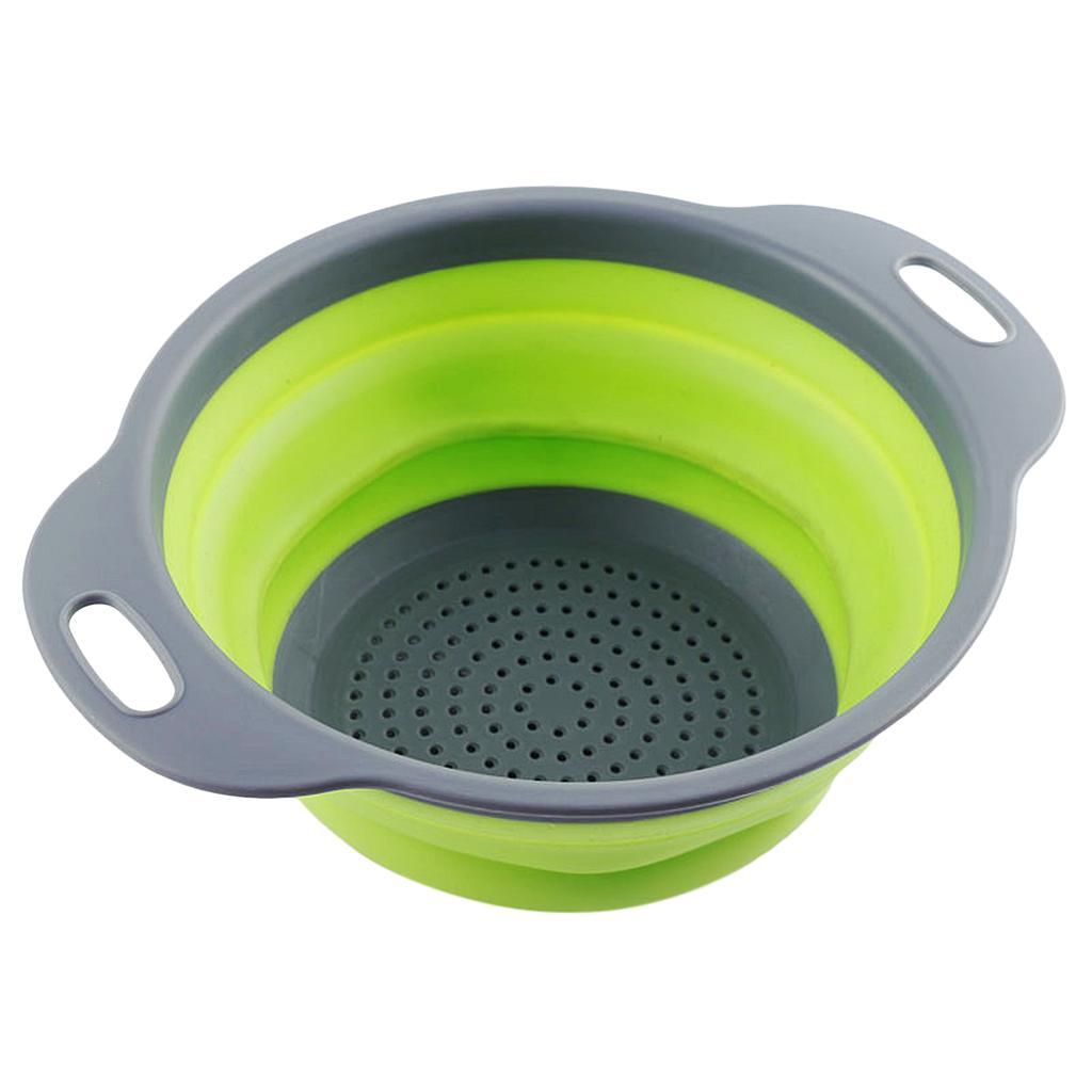 Maxbell Collapsible Colander Strainer Kitchen Fruit Filter Basket Round Green L - Aladdin Shoppers