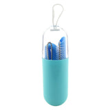Maxbell Collapsible Silicone Straw Reusable Folding Drinking Straw Blue Bendy_B - Aladdin Shoppers