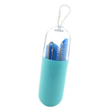 Maxbell Collapsible Silicone Straw Reusable Folding Drinking Straw Blue Bendy_B - Aladdin Shoppers