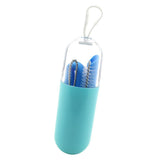 Maxbell Collapsible Silicone Straw Reusable Folding Drinking Straw Blue Straight_B - Aladdin Shoppers