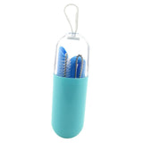 Maxbell Collapsible Silicone Straw Reusable Folding Drinking Straw Blue Straight_B - Aladdin Shoppers
