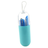 Maxbell Collapsible Silicone Straw Reusable Folding Drinking Straw Blue Straight_B - Aladdin Shoppers