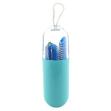 Maxbell Collapsible Silicone Straw Reusable Folding Drinking Straw Blue Straight_B - Aladdin Shoppers