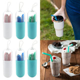 Maxbell Collapsible Silicone Straw Reusable Folding Drinking Straw Pink Straight_A - Aladdin Shoppers