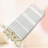 Maxbell Cotton Fouta Turkish Towel Beach Spa Bath Towel Pestemal 180x100cm Gray - Aladdin Shoppers