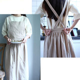 Maxbell Cotton Linen Sleeveless Apron Kitchen Cooking Baking Antifouling Apron Beige - Aladdin Shoppers