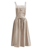 Maxbell Cotton Linen Sleeveless Apron Kitchen Cooking Baking Antifouling Apron Beige