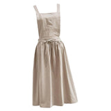 Maxbell Cotton Linen Sleeveless Apron Kitchen Cooking Baking Antifouling Apron Beige - Aladdin Shoppers