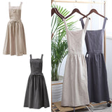 Maxbell Cotton Linen Sleeveless Apron Kitchen Cooking Baking Antifouling Apron Beige - Aladdin Shoppers