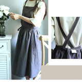Maxbell Cotton Linen Sleeveless Apron Kitchen Cooking Baking Antifouling Apron Grey - Aladdin Shoppers