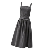 Maxbell Cotton Linen Sleeveless Apron Kitchen Cooking Baking Antifouling Apron Grey - Aladdin Shoppers