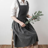 Maxbell Cotton Linen Sleeveless Apron Kitchen Cooking Baking Antifouling Apron Grey - Aladdin Shoppers