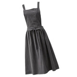 Maxbell Cotton Linen Sleeveless Apron Kitchen Cooking Baking Antifouling Apron Grey