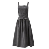 Maxbell Cotton Linen Sleeveless Apron Kitchen Cooking Baking Antifouling Apron Grey - Aladdin Shoppers