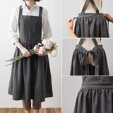 Maxbell Cotton Linen Sleeveless Apron Kitchen Cooking Baking Antifouling Apron Grey - Aladdin Shoppers