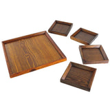 Maxbell Creative Wood Tray set for Snacks Fruit 31cm Chassis + 4pcs 14cm Plate - Aladdin Shoppers