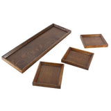 Maxbell Creative Wood Tray set for Snacks Fruit 45x15cm Chassis + 3pcs 14x12cm Plate - Aladdin Shoppers