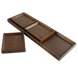 Maxbell Creative Wood Tray set for Snacks Fruit 45x15cm Chassis + 3pcs 14x12cm Plate - Aladdin Shoppers