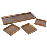 Maxbell Creative Wood Tray set for Snacks Fruit 45x15cm Chassis + 3pcs 14x12cm Plate - Aladdin Shoppers