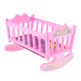 Maxbell Cute Baby Doll Rocking Bed Bedroom Furniture Accessory for20cm Doll Toy Pink