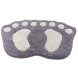 Maxbell Cute Big Feet Bathroom Mat Door Mat Foot Print Floor Rug Silver Grey 58x88cm - Aladdin Shoppers