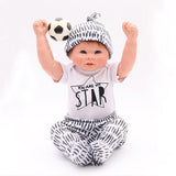 Maxbell Cute Clothes Set Romper Striped Pants Hat for 20-22'' Newborn Baby Doll - Aladdin Shoppers