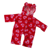 Maxbell Cute Heart Jumpsuit Pajamas for 18inch Doll Dress Up Red
