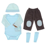 Maxbell Cute Jumpsuit Hat Pants Socks Set for 22''-23'' Reborn Baby Boy Doll Blue - Aladdin Shoppers