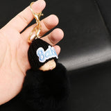 Maxbell Cute Sleeping Baby Key chains Doll Faux Fur Bag Decor Keyring Black - Aladdin Shoppers
