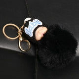 Maxbell Cute Sleeping Baby Key chains Doll Faux Fur Bag Decor Keyring Black - Aladdin Shoppers