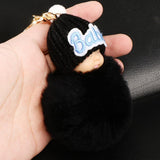 Maxbell Cute Sleeping Baby Key chains Doll Faux Fur Bag Decor Keyring Black - Aladdin Shoppers