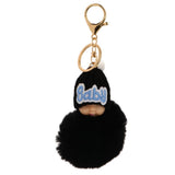 Maxbell Cute Sleeping Baby Key chains Doll Faux Fur Bag Decor Keyring Black - Aladdin Shoppers