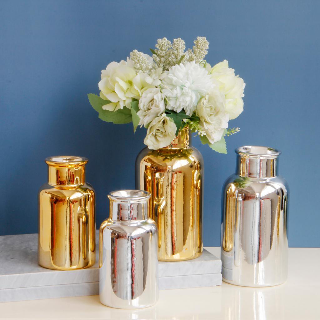 Maxbell Decorative Ceramic Vase Flower Display Tabletop Home Office Decor Gold L - Aladdin Shoppers