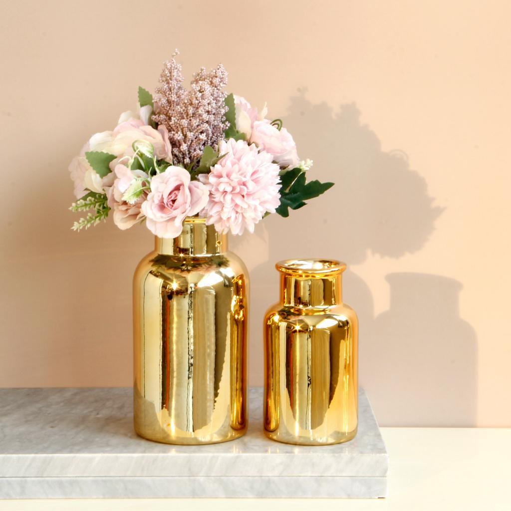 Maxbell Decorative Ceramic Vase Flower Display Tabletop Home Office Decor Gold S - Aladdin Shoppers