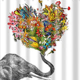 Maxbell digital printing shower curtains 180-180cm Elephant and Flower Heart - Aladdin Shoppers