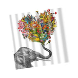 Maxbell digital printing shower curtains 180-180cm Elephant and Flower Heart - Aladdin Shoppers