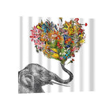 Maxbell digital printing shower curtains 180-180cm Elephant and Flower Heart - Aladdin Shoppers