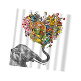 Maxbell digital printing shower curtains 180-180cm Elephant and Flower Heart - Aladdin Shoppers