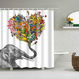 Maxbell digital printing shower curtains 180-180cm Elephant and Flower Heart - Aladdin Shoppers