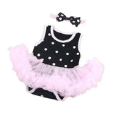 Maxbell Dotted Romper Dress Headband Clothes Set for 22''-23'' Reborn Baby Girl Doll - Aladdin Shoppers