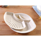Maxbell Double Drainage Dumpling Dishes Fruit Plate fan-shaped Kitchen Pan Beige - Aladdin Shoppers