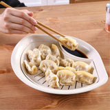 Maxbell Double Drainage Dumpling Dishes Fruit Plate fan-shaped Kitchen Pan Beige - Aladdin Shoppers