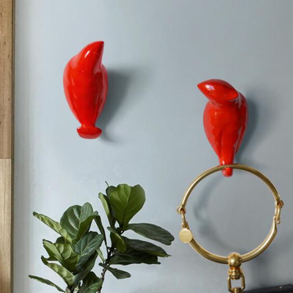 Maxbell Elegant Creative Wall Hooks Bird Hanger For Coat Key Red Small Rightside