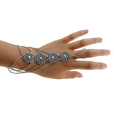 Maxbell Elegant Crystal Finger Ring Bracelet Attached Link Hand Harness Bangle - Aladdin Shoppers