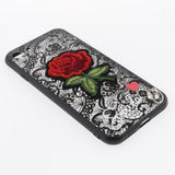 Maxbell Embossed Lace Embroidery Roses Phone Case Cover for iphone 7/8 Black - Aladdin Shoppers