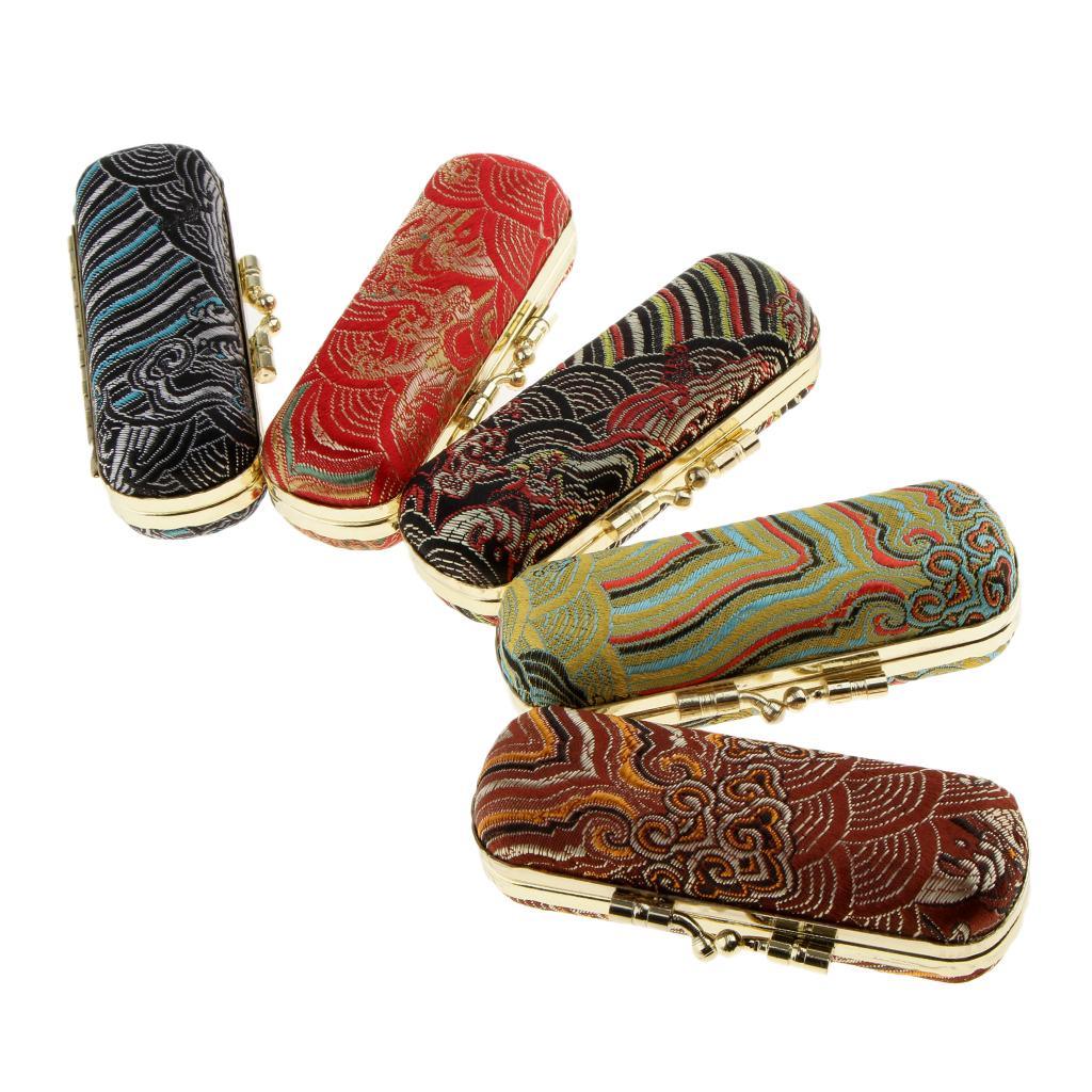 Maxbell Embroidered Brocade Lipstick Case Holder - Organizer Bag for Purse- lipstick Holder- Durable Soft Cover -Cosmetic Storage Kit With Mirror Best Gift - Aladdin Shoppers