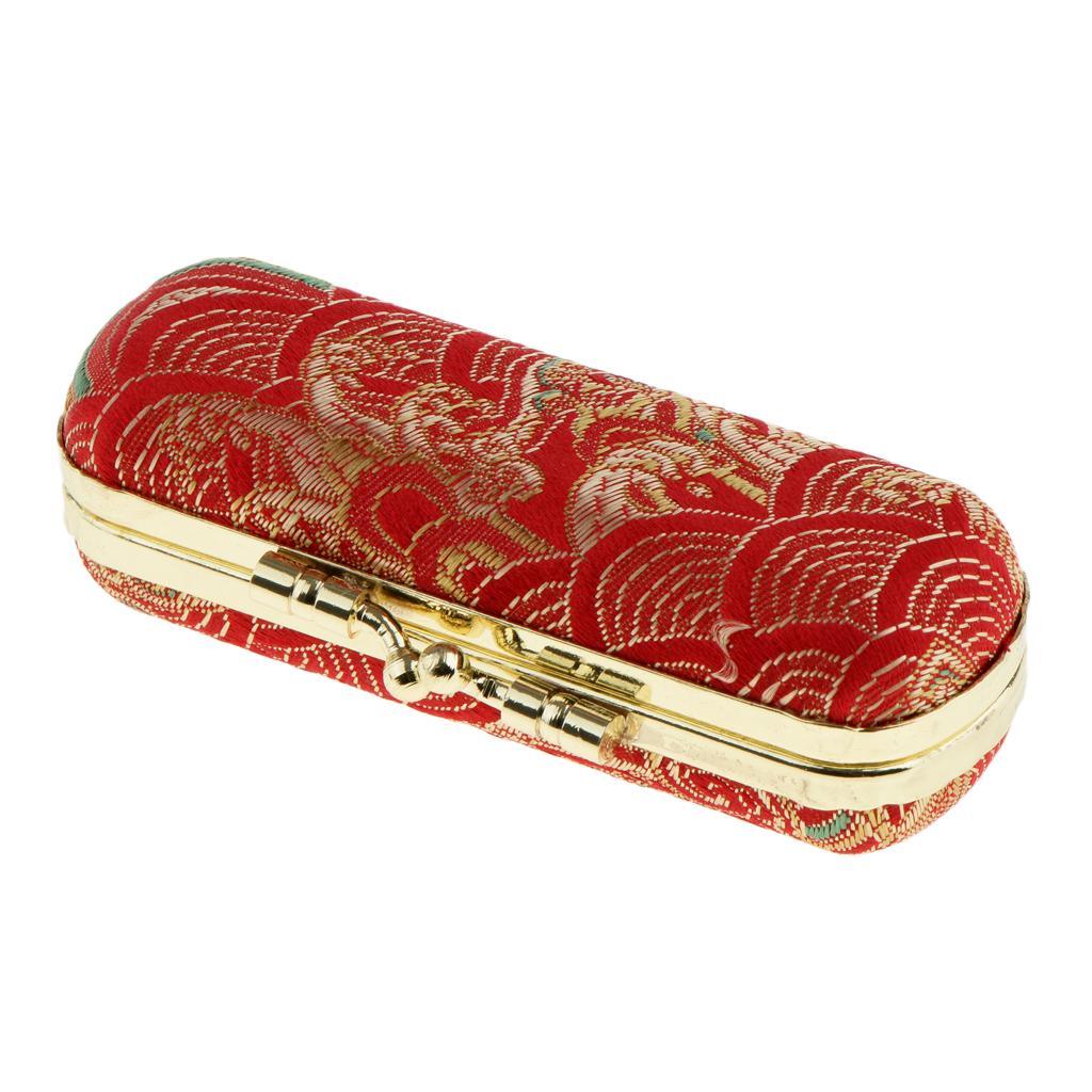 Maxbell Embroidered Brocade Lipstick Case Holder - Organizer Bag for Purse- lipstick Holder- Durable Soft Cover -Cosmetic Storage Kit With Mirror Best Gift - Aladdin Shoppers