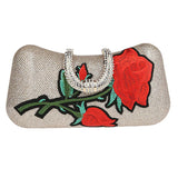 Maxbell Embroidery Flower Handbags Purses Rhinestones Evening Clutch Bags Champagne - Aladdin Shoppers